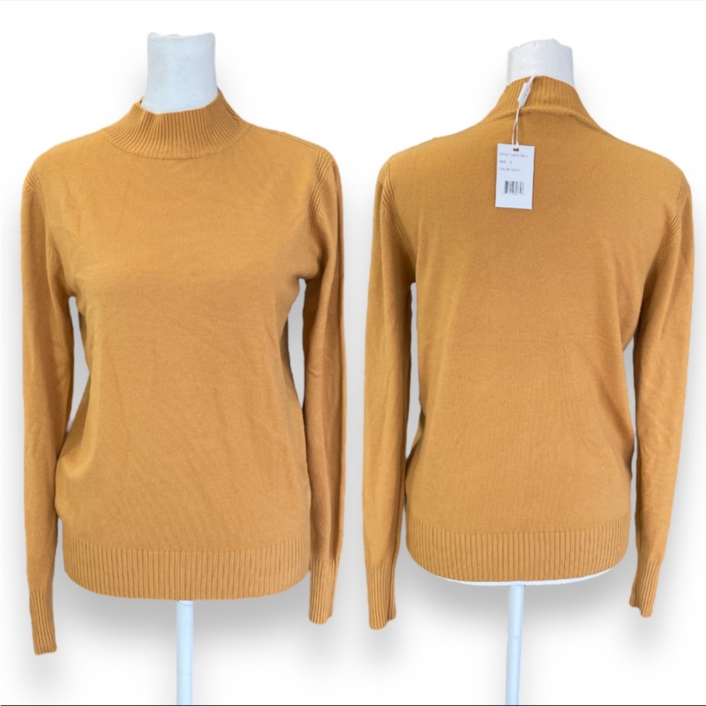 NWT Vila Milano Mock Neck Long Sleeve Sweater In Color Gold Size Small